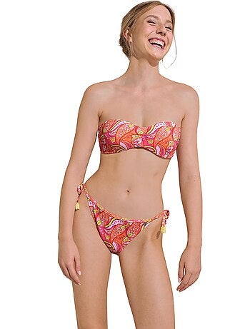 Bas de maillot slip de bain taille basse à nouettes kavala
