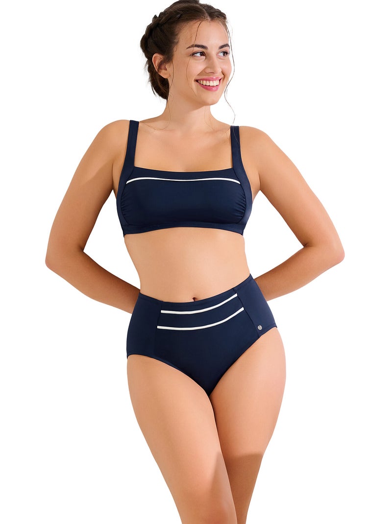 Bas de maillot slip de bain taille haute amincissant uvita Bleu - Kiabi