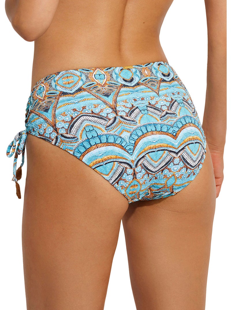 Bas de maillot slip de bain taille haute mai thai Bleu turquoise - Kiabi