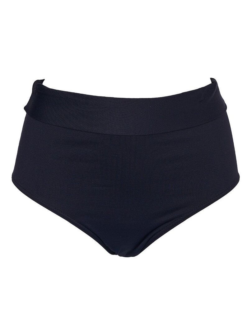 Bas de maillot taille haute à revers Eva Noir - Kiabi