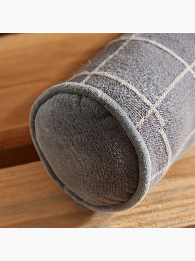 Bas de porte imprimé a carreaux coton MOUNTAIN gris anthracite - Kiabi