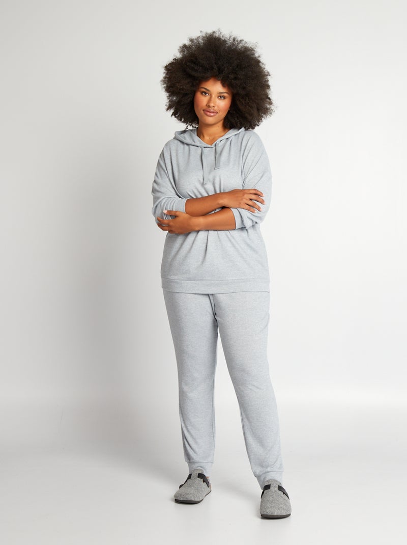 Bas de pyjama maille douce - Jogging Bleu/gris - Kiabi