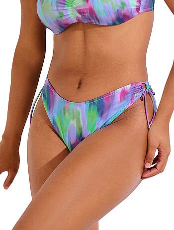 Bas maillot brésilien de bain échancré à nouettes JERSEY