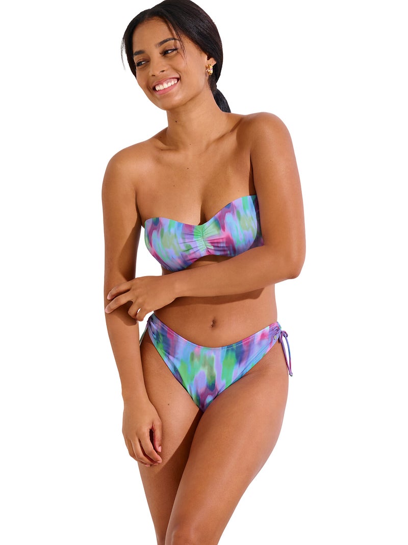 Bas maillot brésilien de bain échancré à nouettes JERSEY Violet - Kiabi