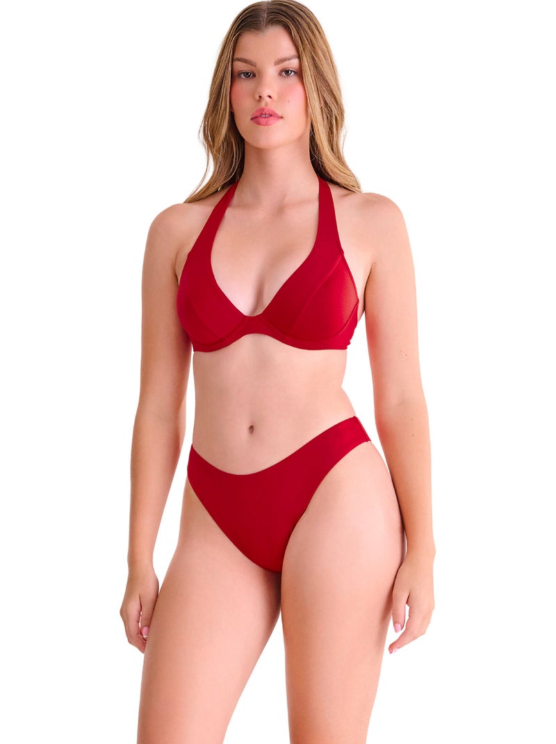 Bas maillot brésilien de bain échancré PORTOFINO Rouge - Kiabi