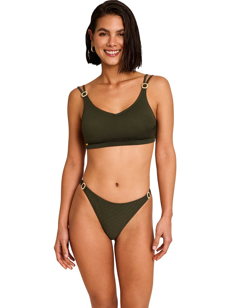Bas maillot brésilien de bain SOLSTICE Kaki - Kiabi