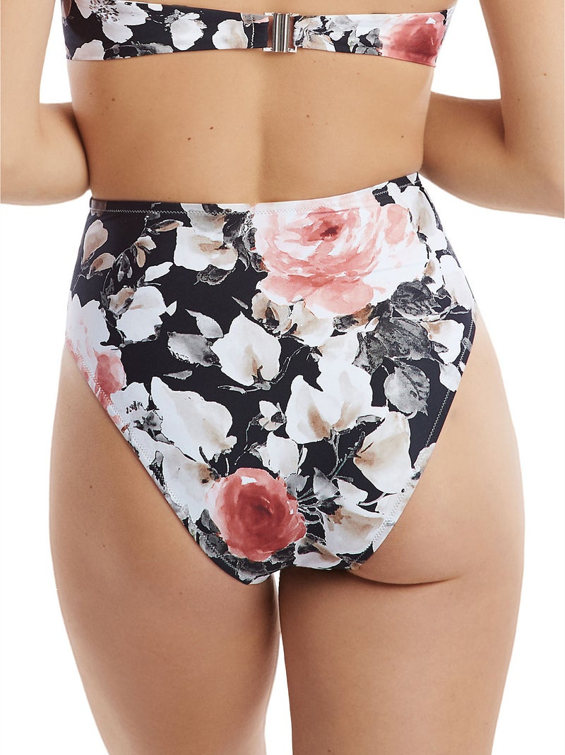 Bas maillot culotte de bain échancrée taille haute Hawaii Noir - Kiabi
