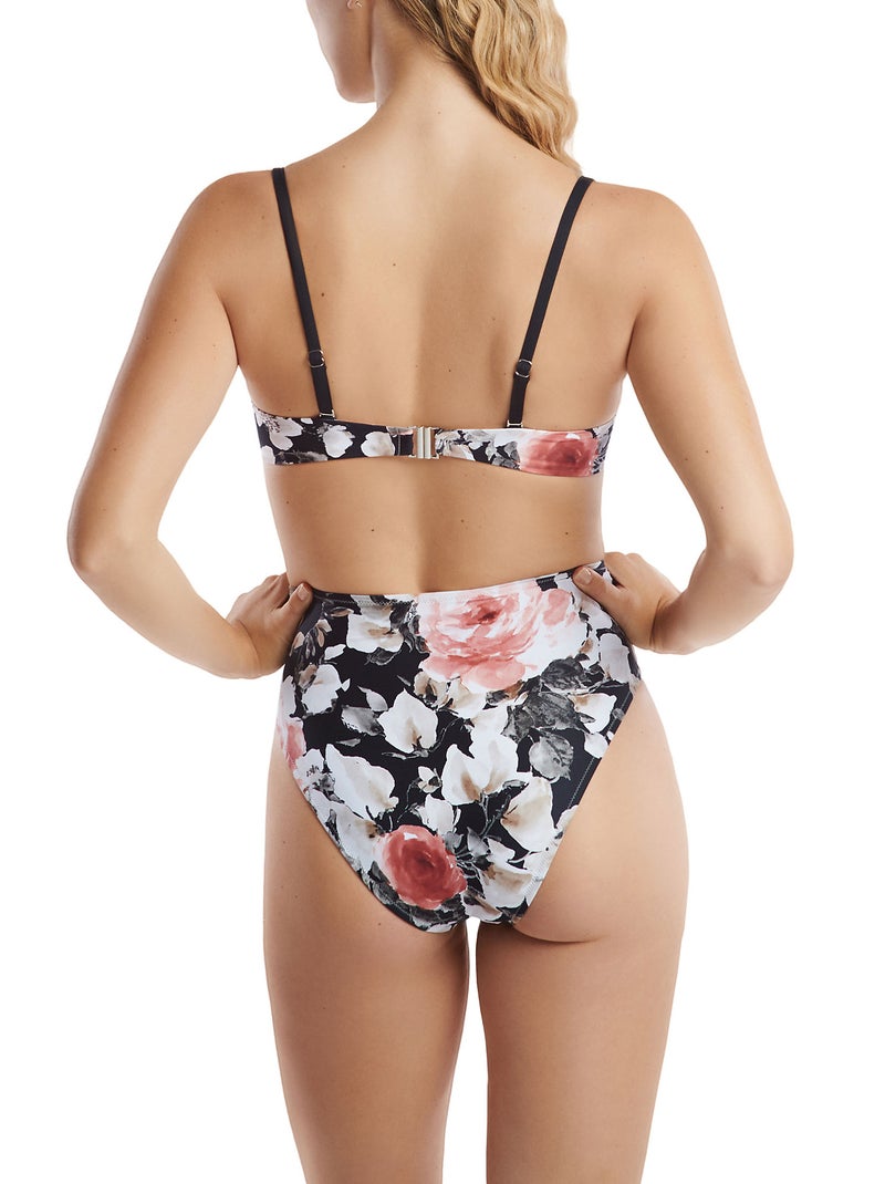 Bas maillot culotte de bain échancrée taille haute Hawaii Noir - Kiabi