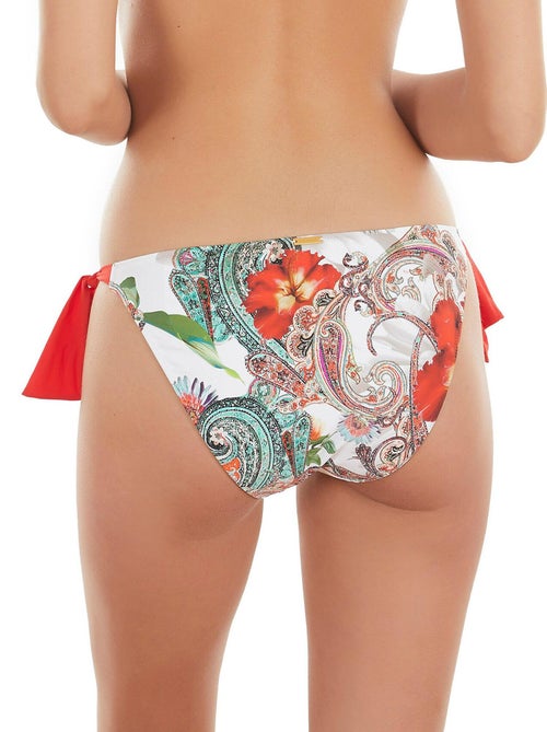 Bas maillot de bain à nouettes taille basse Cachemire blanc - Kiabi