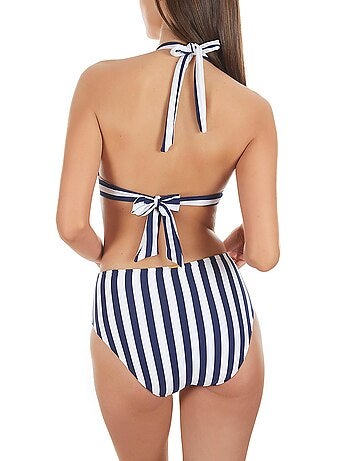 Bas maillot de bain taille haute Rayas Marineras bleu