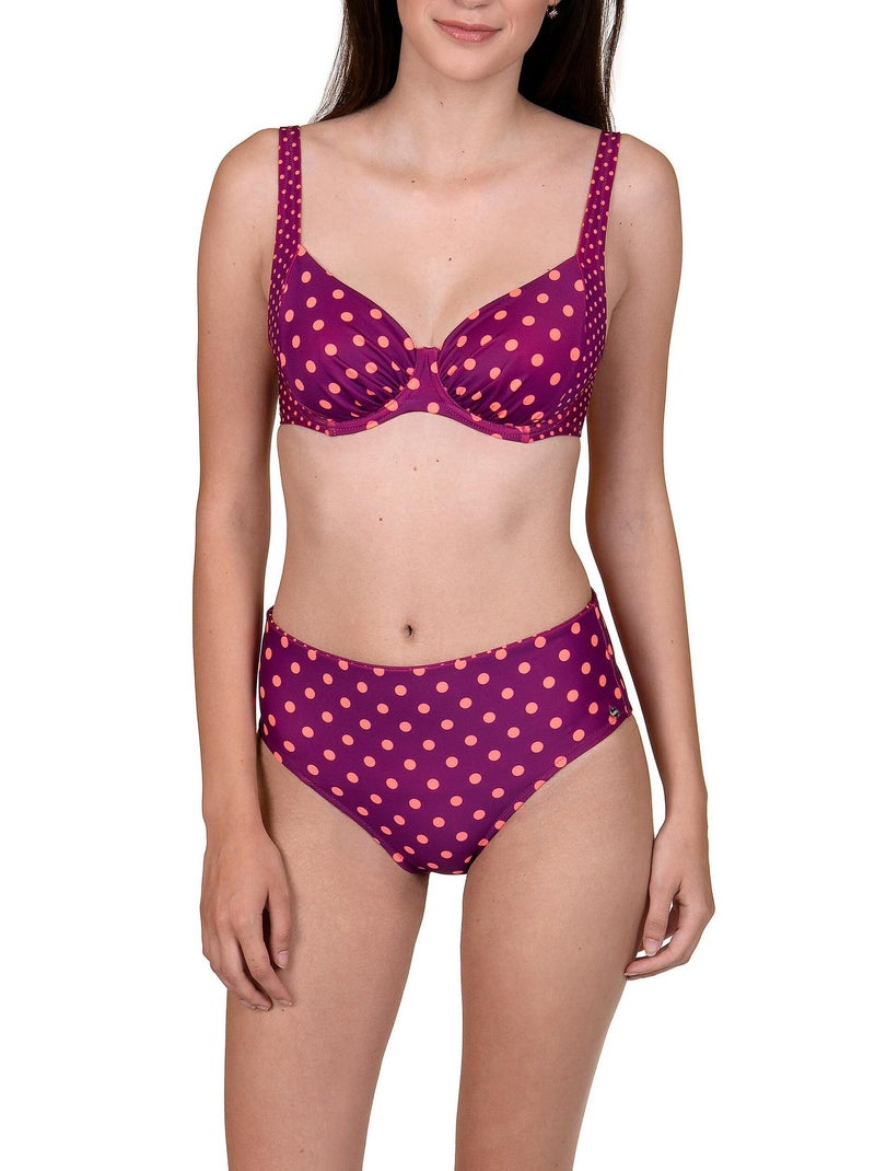 Bas maillot de bain taille haute réglable Linosa Rose - Kiabi