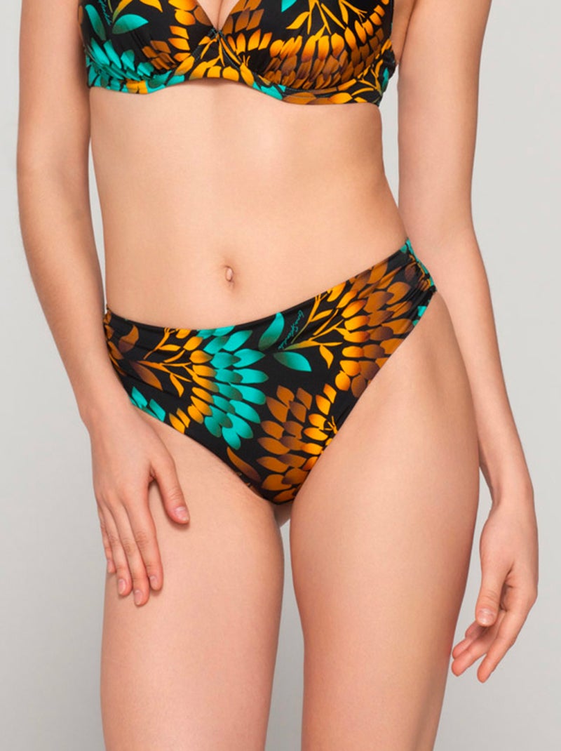 Bas maillot slip de bain 5cm plissé EMERALD Multicolore - Kiabi