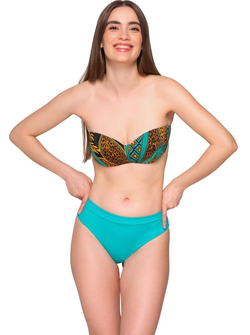 Bas maillot slip de bain 7cm JADE Bleu turquoise - Kiabi