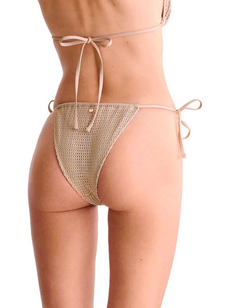 Bas maillot slip de bain bikini échancré réglable CALVI Beige - Kiabi