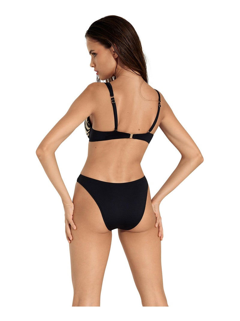 Bas maillot slip de bain bikini échancré taille basse Iceland Noir - Kiabi