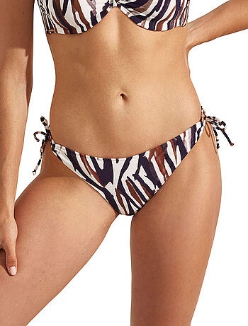 Bas maillot slip de bain bikini taille basse à nouettes SERENGETI