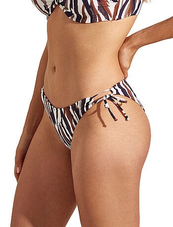 Bas maillot slip de bain bikini taille basse à nouettes SERENGETI