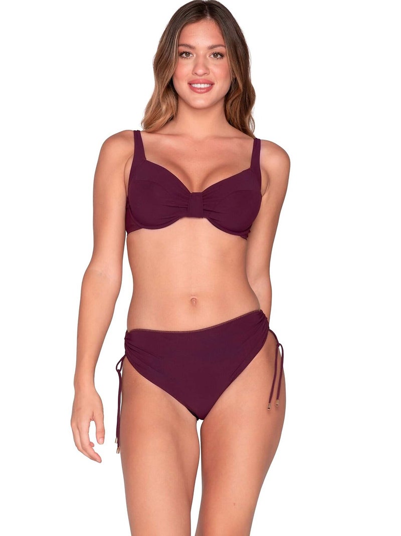 Bas maillot slip de bain côtés froncés BLUE SENSE Bordeaux - Kiabi