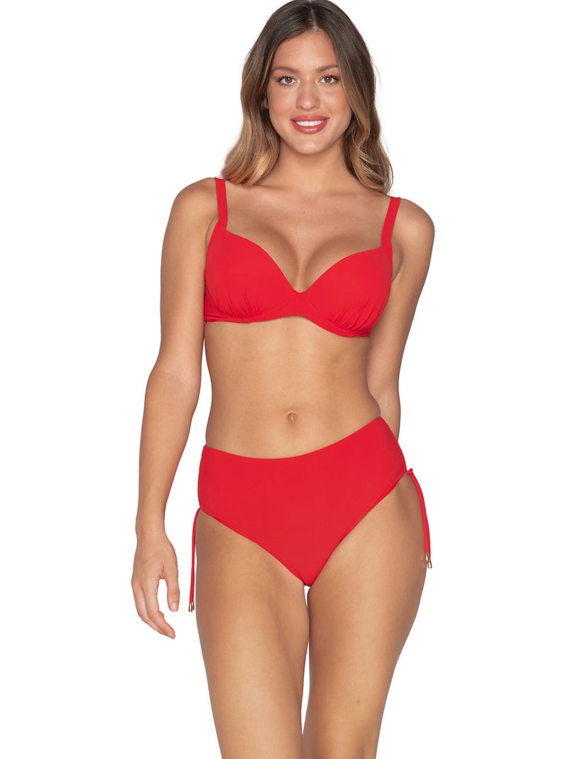 Bas maillot slip de bain côtés froncés BLUE SENSE Rouge - Kiabi
