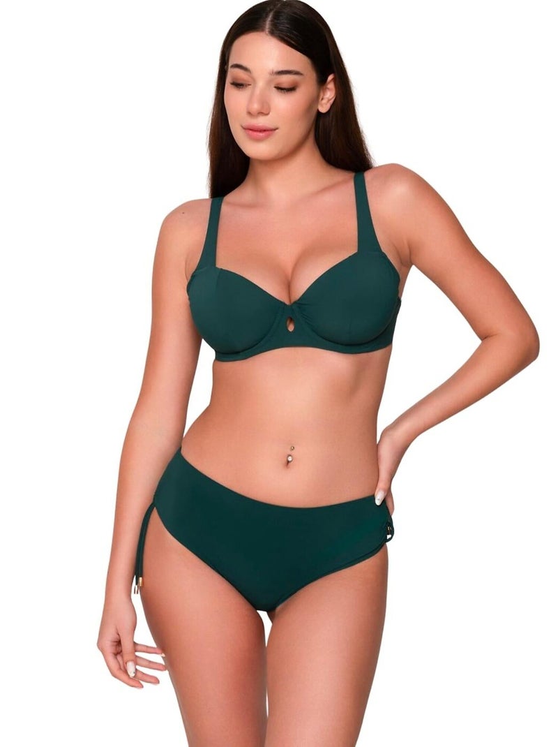 Bas maillot slip de bain côtés froncés BLUE SENSE Vert - Kiabi