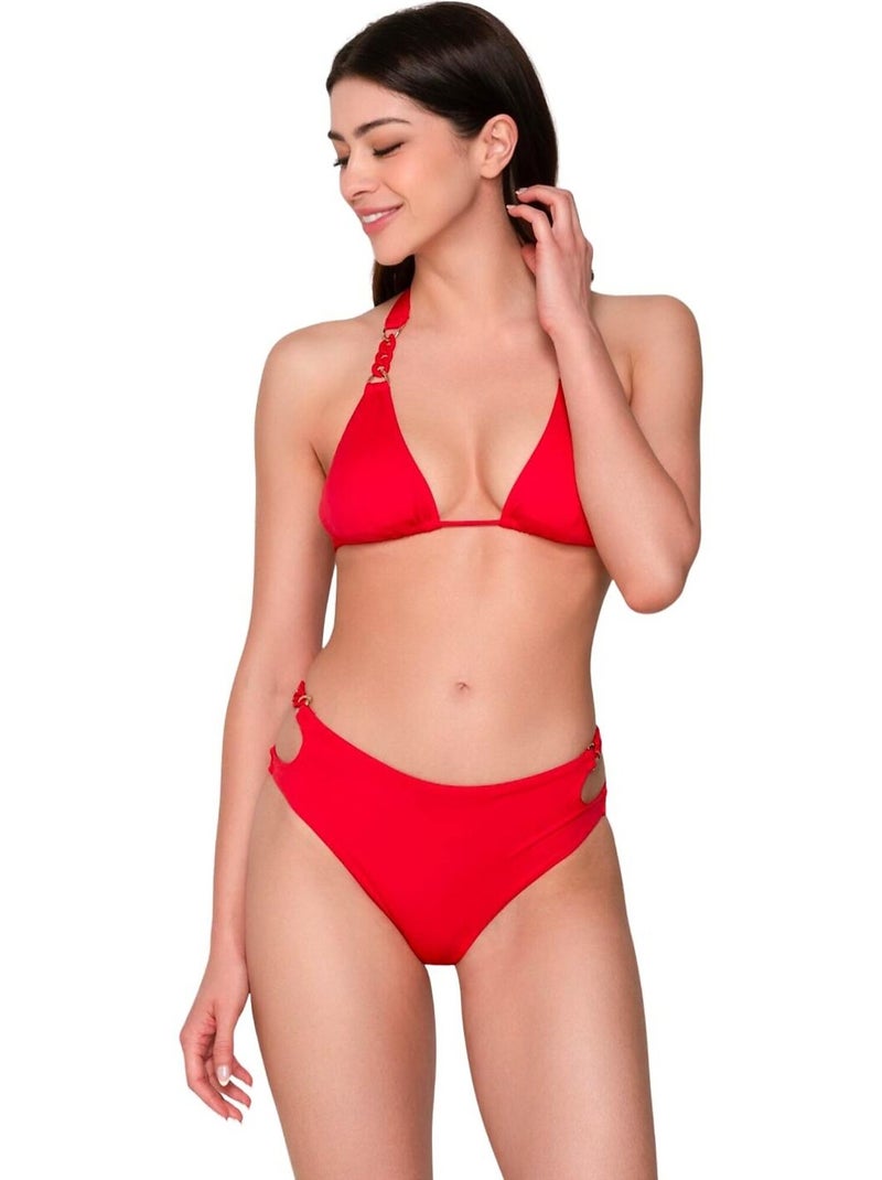 Bas maillot slip de bain côtés ouverts ARISTA Rouge - Kiabi