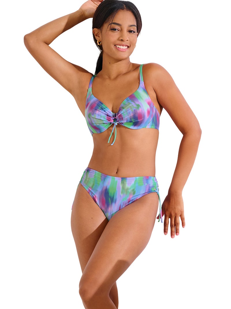 Bas maillot slip de bain côtés réglables JERSEY Violet - Kiabi