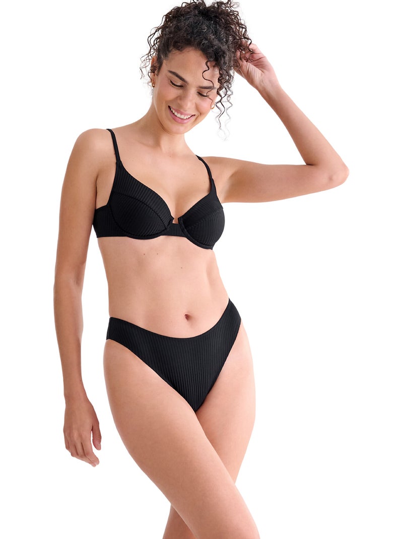 Bas maillot slip de bain échancré FLORIDA Noir - Kiabi