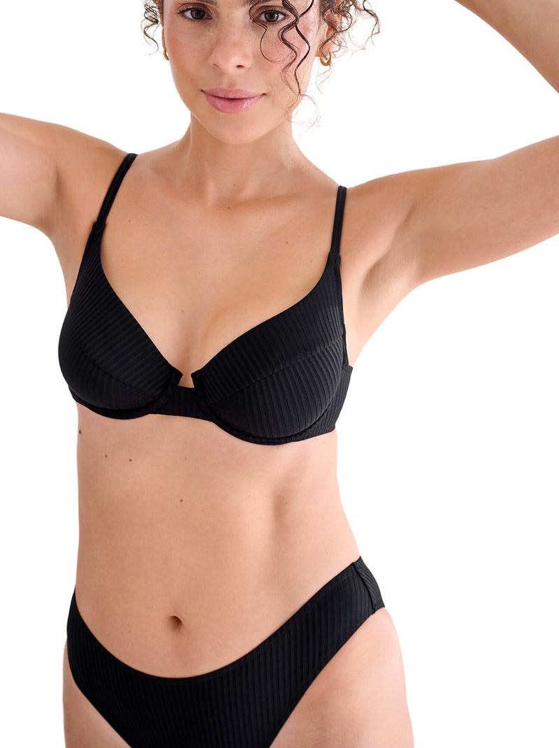 Bas maillot slip de bain échancré FLORIDA Noir - Kiabi
