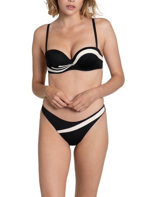 Bas maillot slip de bain échancré Guaraja noir - Kiabi