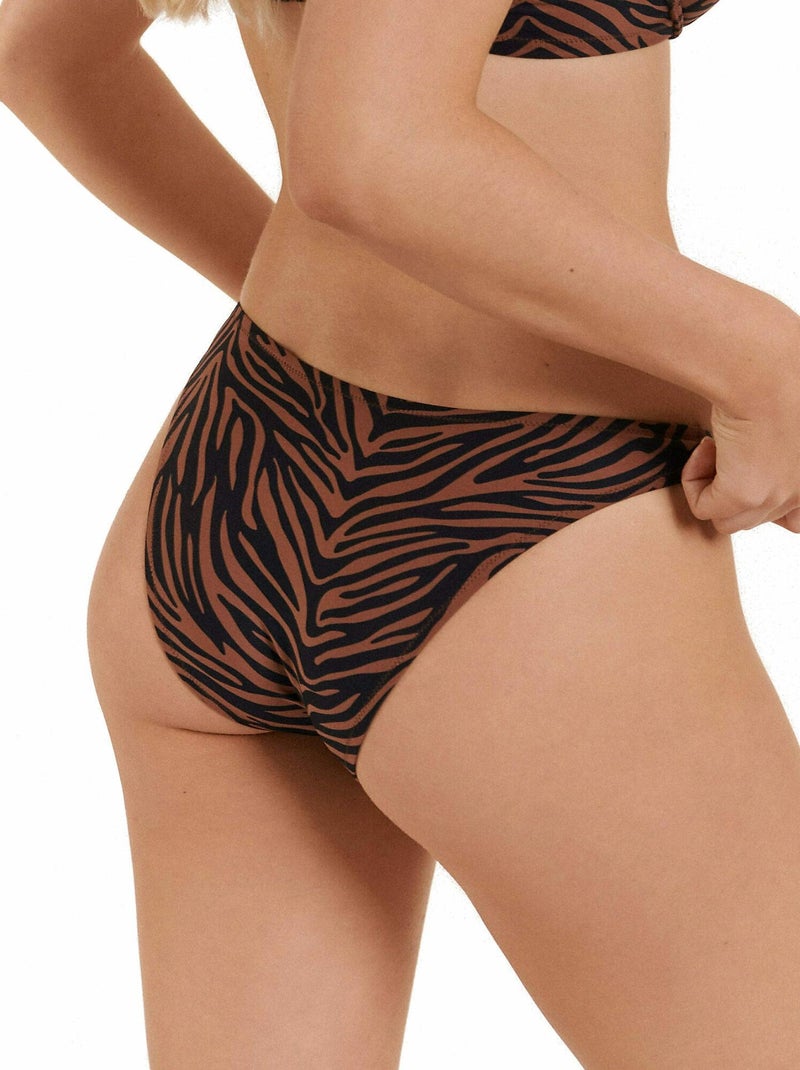 Bas maillot slip de bain échancré Lima Marron - Kiabi