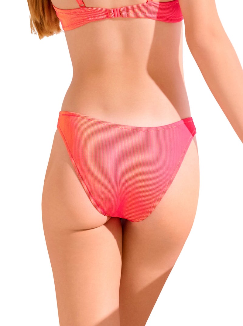 Bas maillot slip de bain échancré taille basse NAIROBI Orange corail - Kiabi