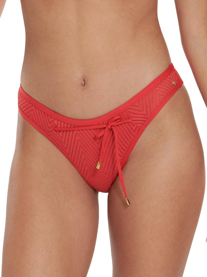 Bas maillot slip de bain échancré taille basse Santorini Rouge - Kiabi