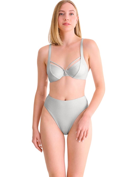 Bas maillot slip de bain échancré taille haute BLUE LAGOON - Kiabi