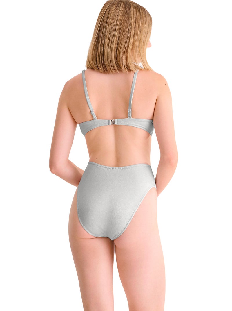 Bas maillot slip de bain échancré taille haute BLUE LAGOON Argent - Kiabi
