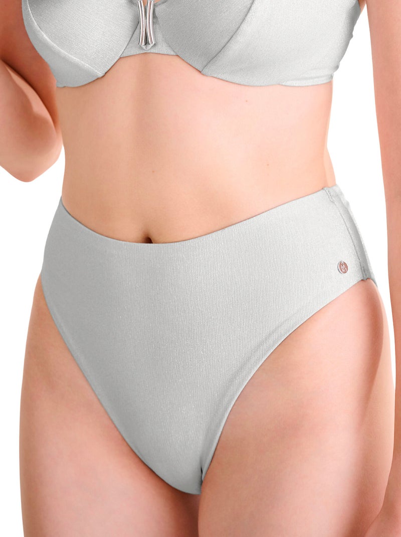 Bas maillot slip de bain échancré taille haute BLUE LAGOON Argent - Kiabi