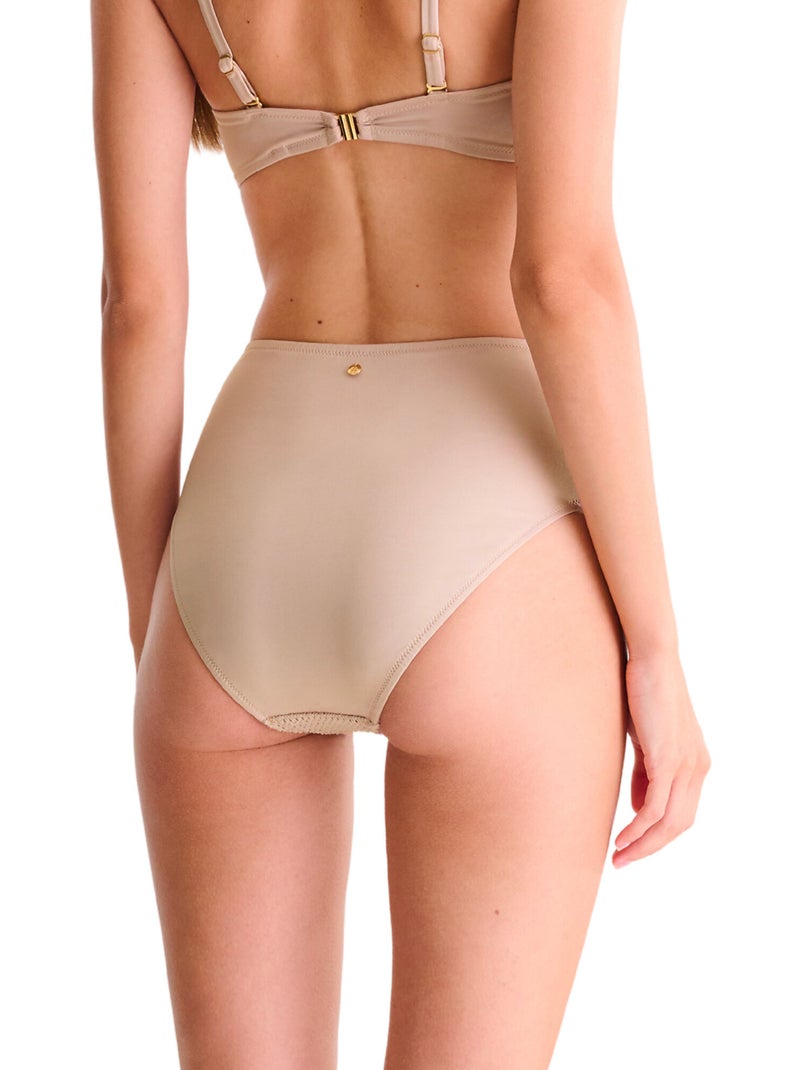 Bas maillot slip de bain échancré taille haute CALVI Beige - Kiabi