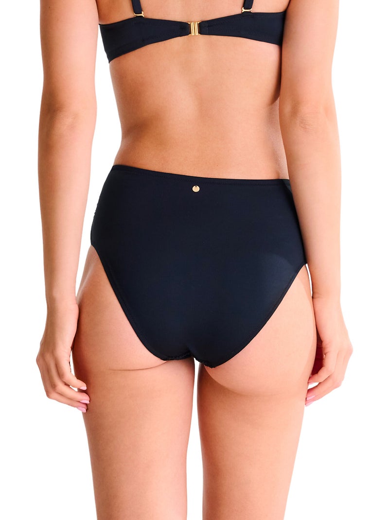 Bas maillot slip de bain échancré taille haute CALVI Noir - Kiabi