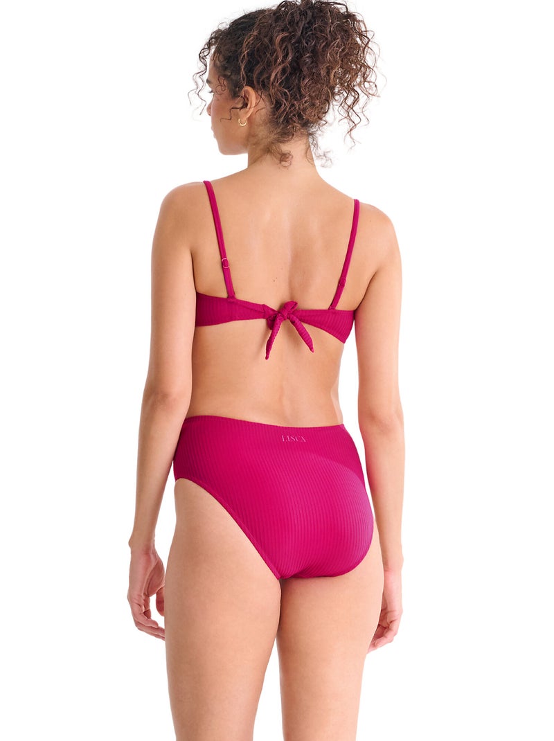 Bas maillot slip de bain échancré taille haute FLORIDA Magenta - Kiabi