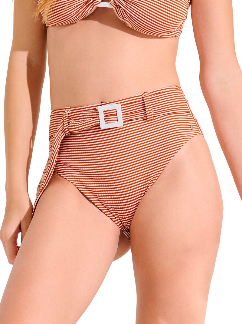 Bas maillot slip de bain échancré taille haute LASCARI Rouge - Kiabi