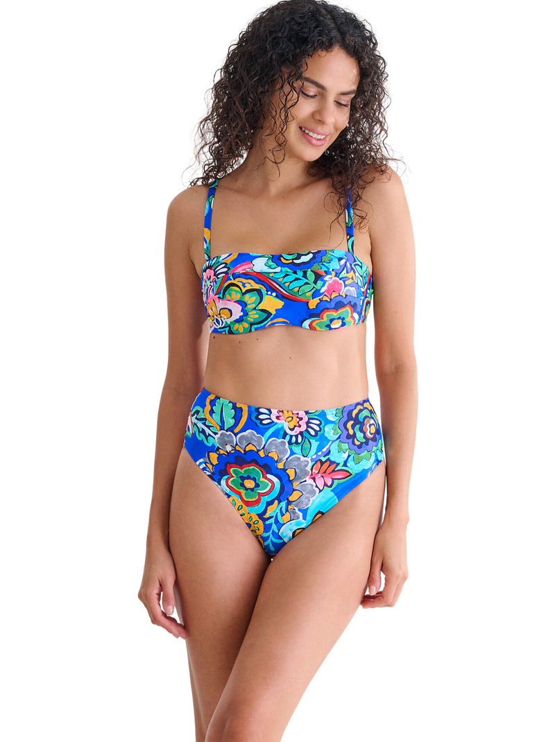 Bas maillot slip de bain échancré taille haute MEXICO Bleu - Kiabi