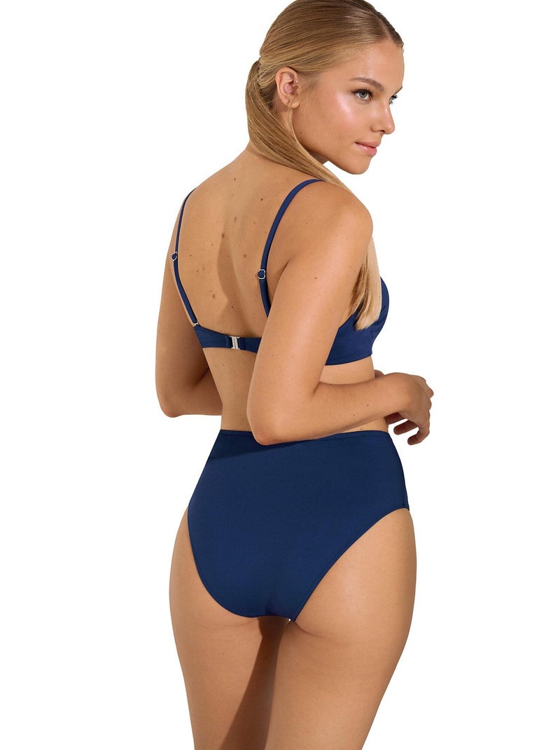 Bas maillot slip de bain échancré taille haute Palma Bleu marine - Kiabi