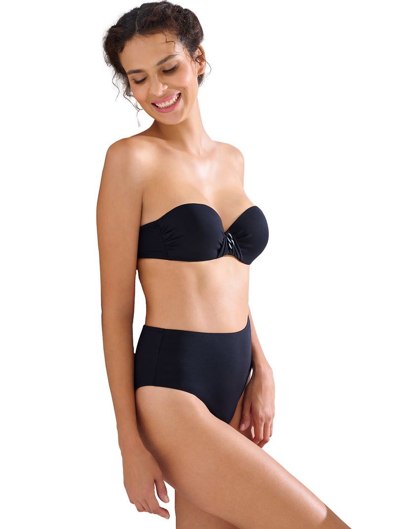 Bas maillot slip de bain échancré taille haute PALMA Noir - Kiabi