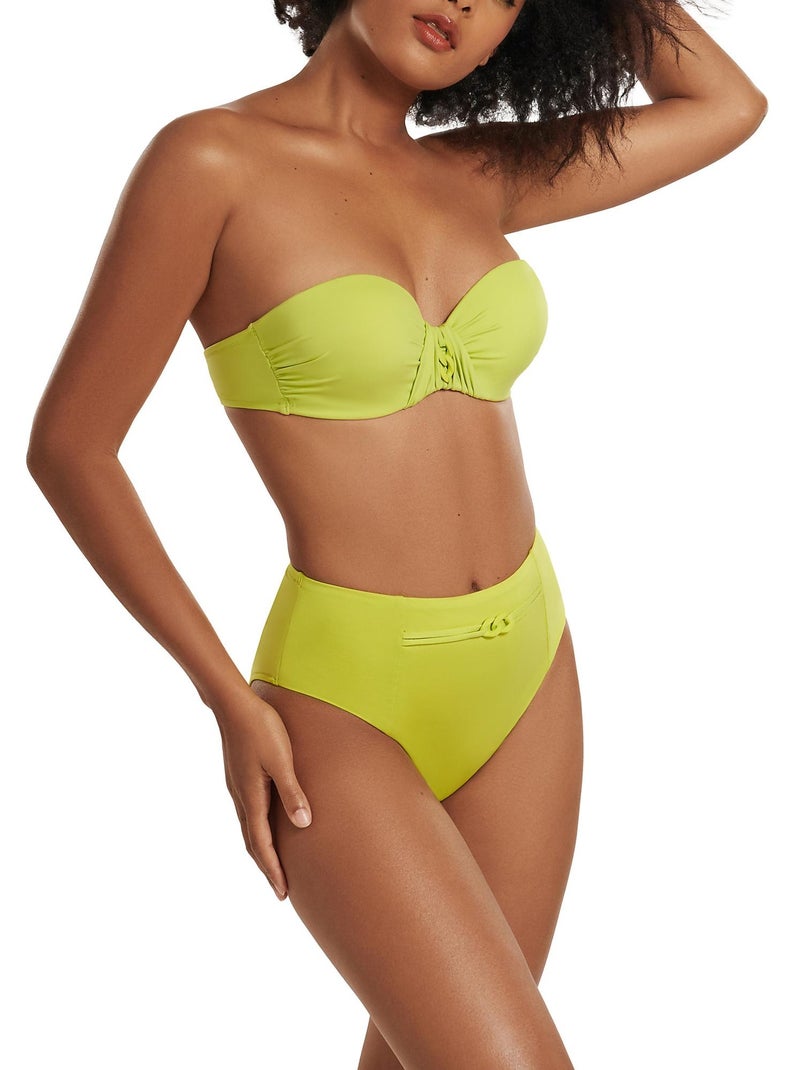 Bas maillot slip de bain échancré taille haute Palma Vert - Kiabi