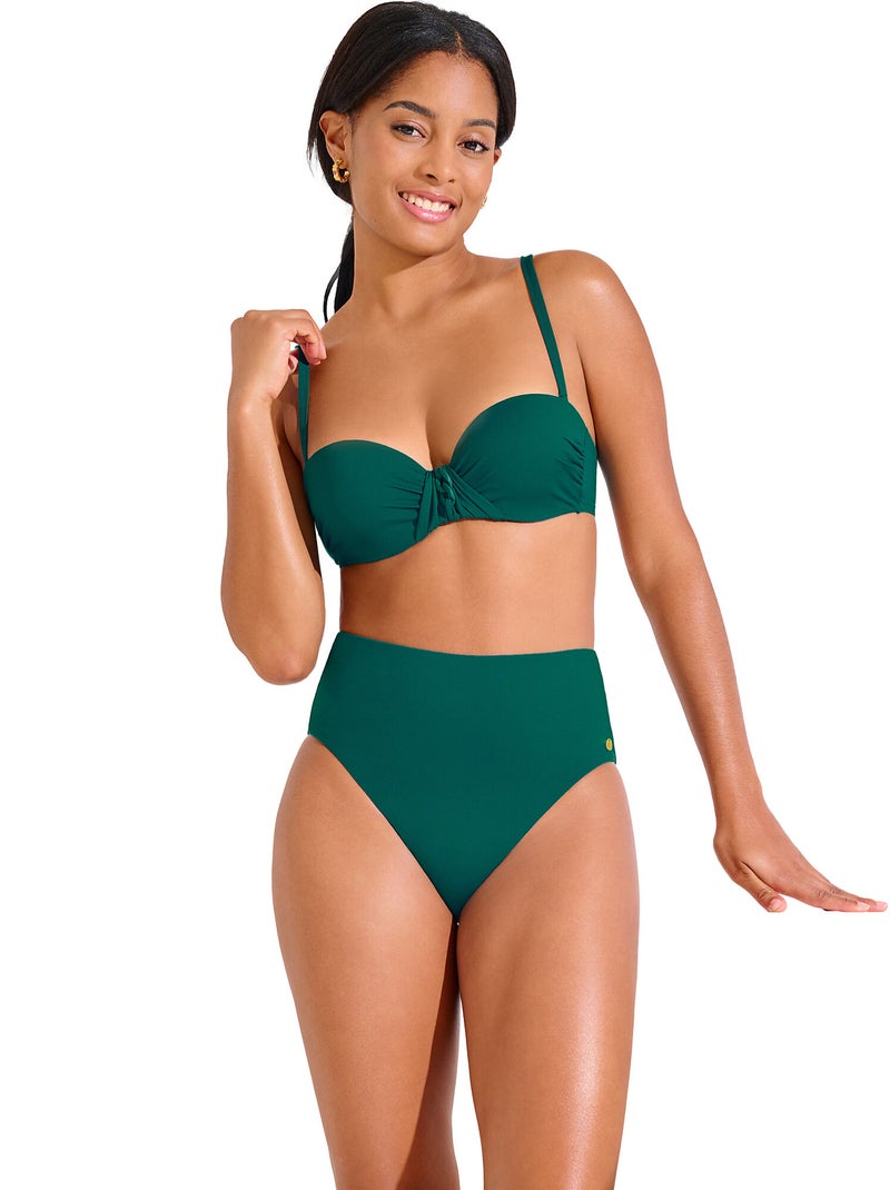 Bas maillot slip de bain échancré taille haute PALMA Vert - Kiabi