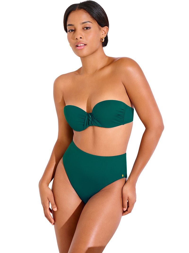 Bas maillot slip de bain échancré taille haute PALMA Vert - Kiabi