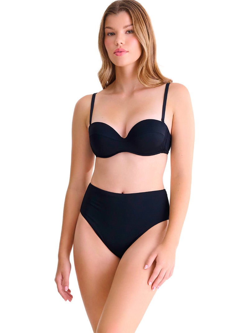 Bas maillot slip de bain échancré taille haute PORTOFINO Noir - Kiabi