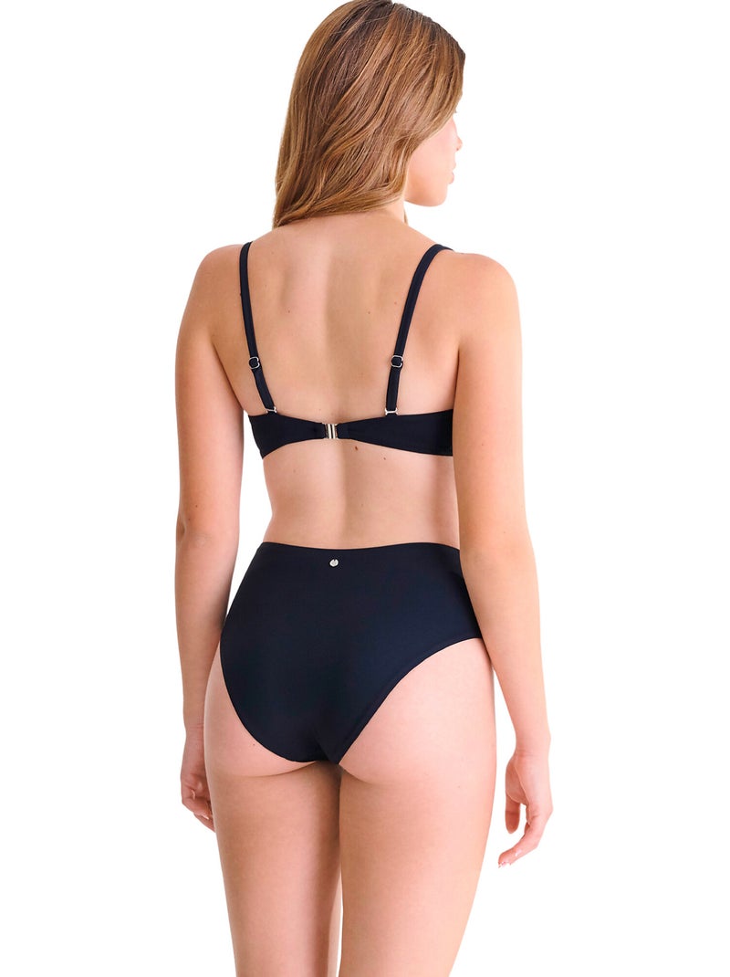 Bas maillot slip de bain échancré taille haute PORTOFINO Noir - Kiabi