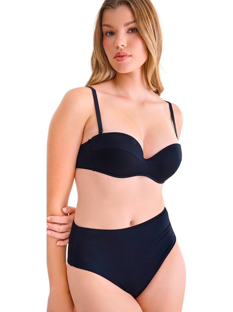 Bas maillot slip de bain échancré taille haute PORTOFINO Noir - Kiabi