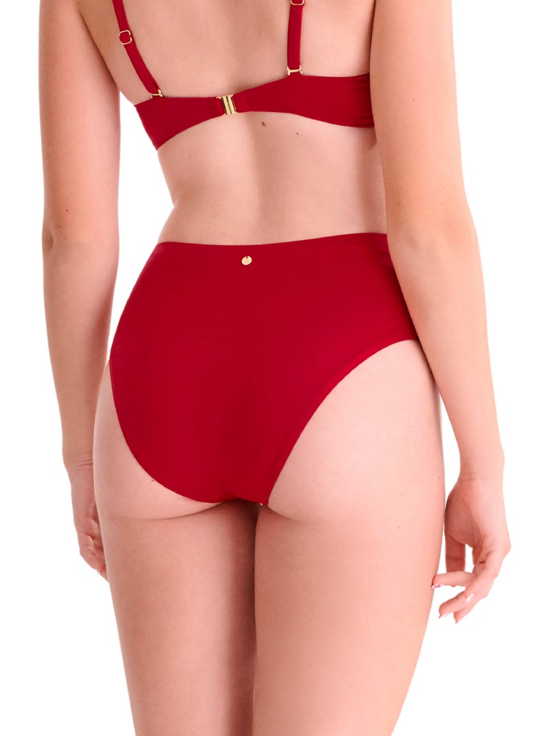 Bas maillot slip de bain échancré taille haute PORTOFINO Rouge - Kiabi