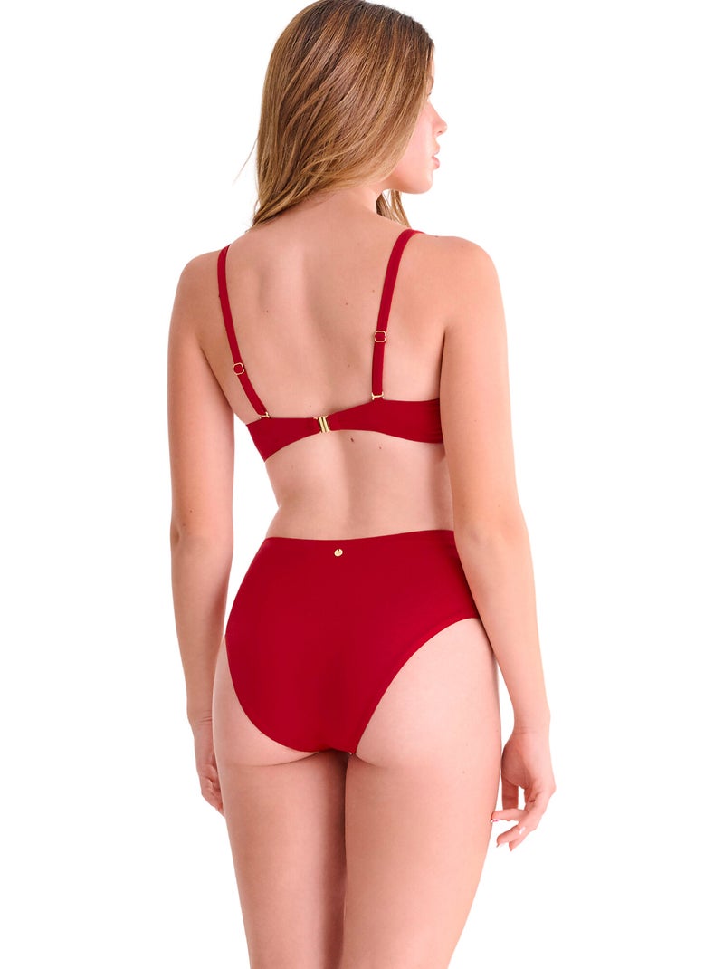 Bas maillot slip de bain échancré taille haute PORTOFINO Rouge - Kiabi